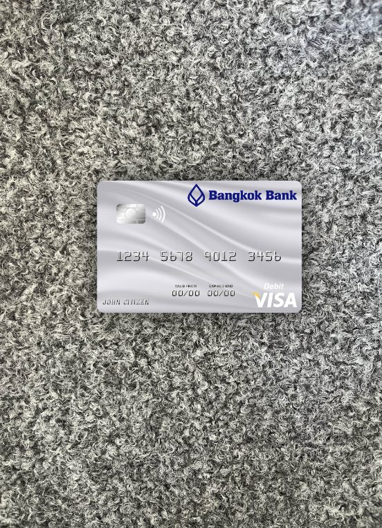 Download Thailand Bangkok Bank visa debit card gray photolook front Photoshop template